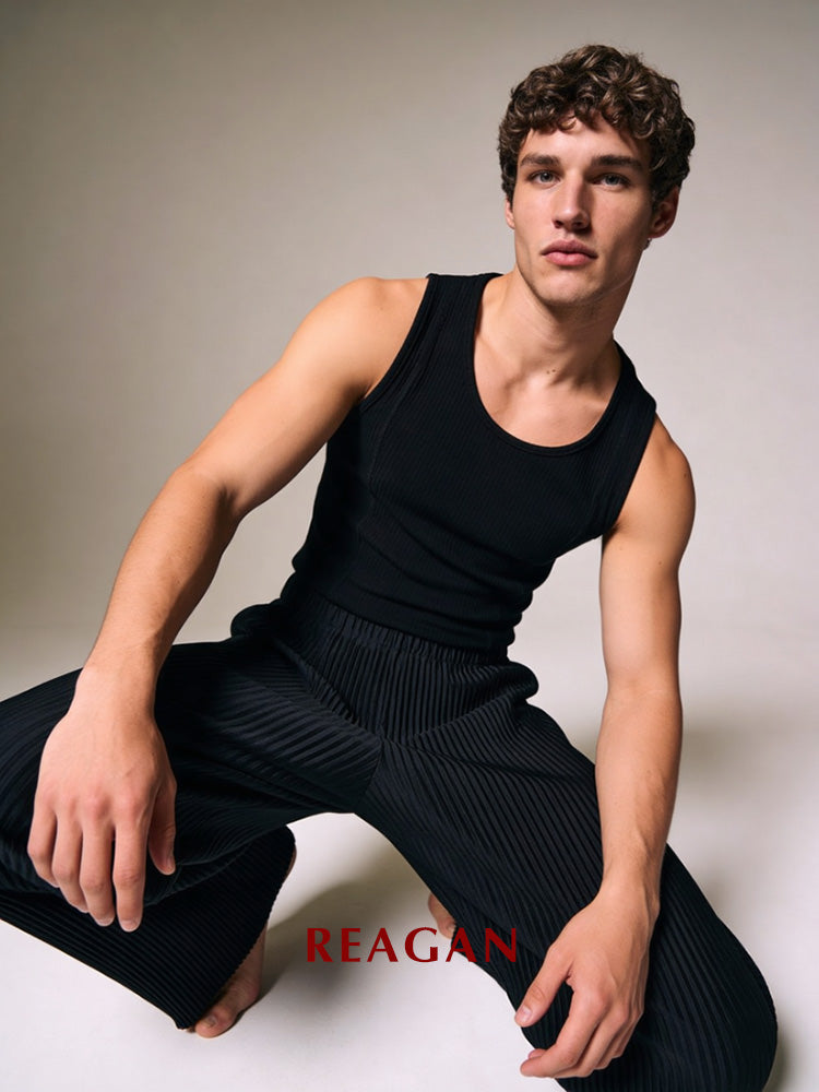RTW102 Men's 310g Heavyweight Bamboo Fiber Sleeveless Tank Top, Fitness & Casual Layering Undershirt