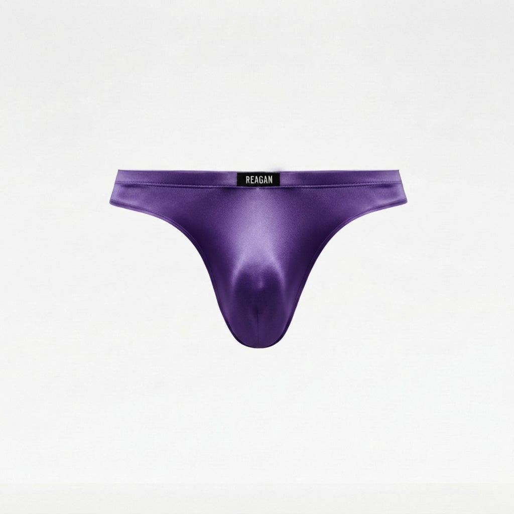 UB922 Men's Glossy Ice Silk Briefs, Slim‑Fit Solid Luxury Narrow Waistband Breathable Sexy Underwear