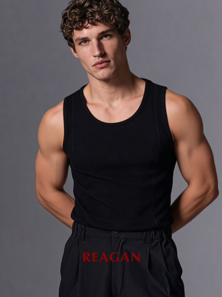 RTW102 Men's 310g Heavyweight Bamboo Fiber Sleeveless Tank Top, Fitness & Casual Layering Undershirt
