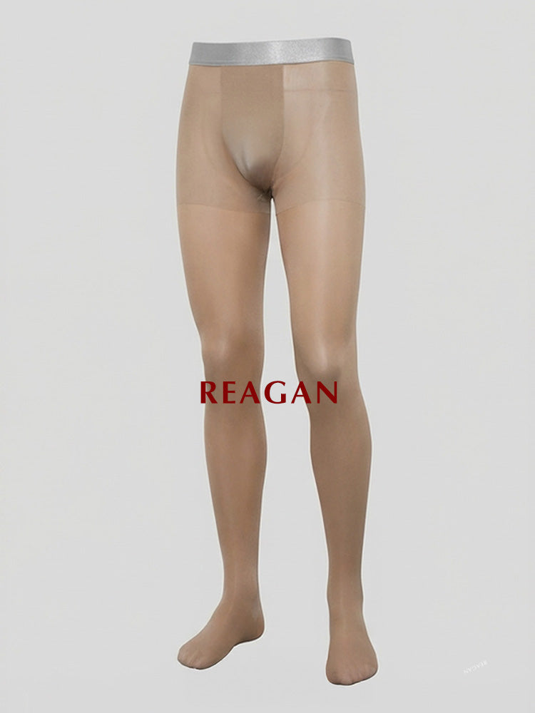 YM723 Men's 10D Sheer Pantyhose 3D Pouch Formal Base Silky Stockings