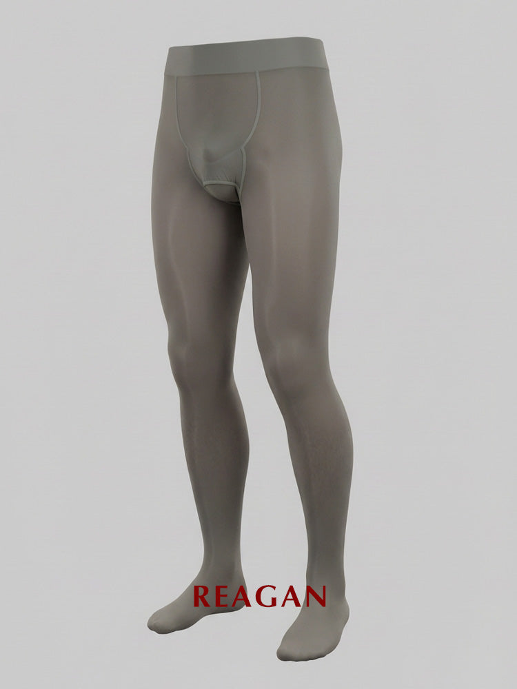 Collant homme mercerisé YM711, Legging entrejambe ouvert, Bas effet miroir