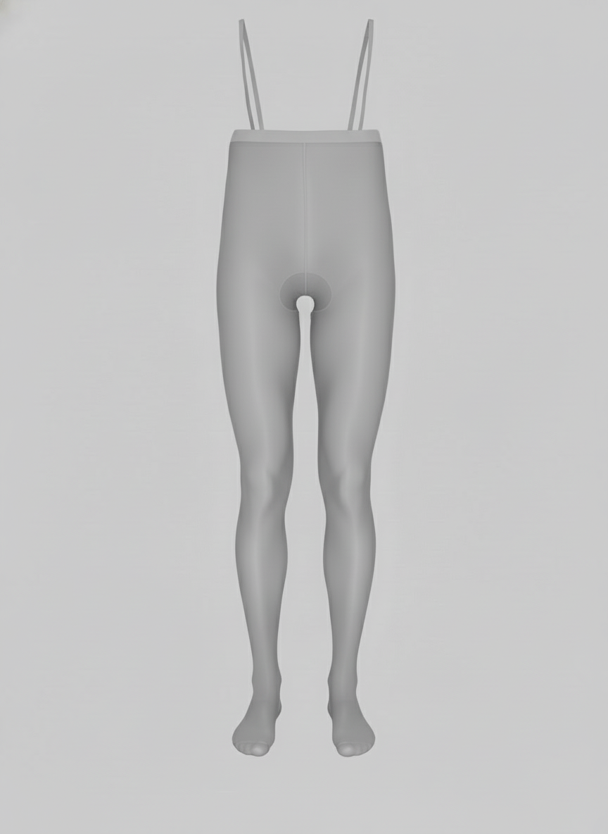 Collants taille haute homme YM717 12 deniers, gaine sculptante à bretelles, leggings effet miroir