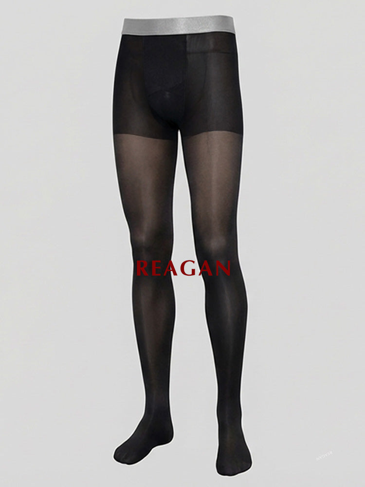YM713 Men's 10D Sheer Pantyhose Open Fly Formal Base Silky Stockings