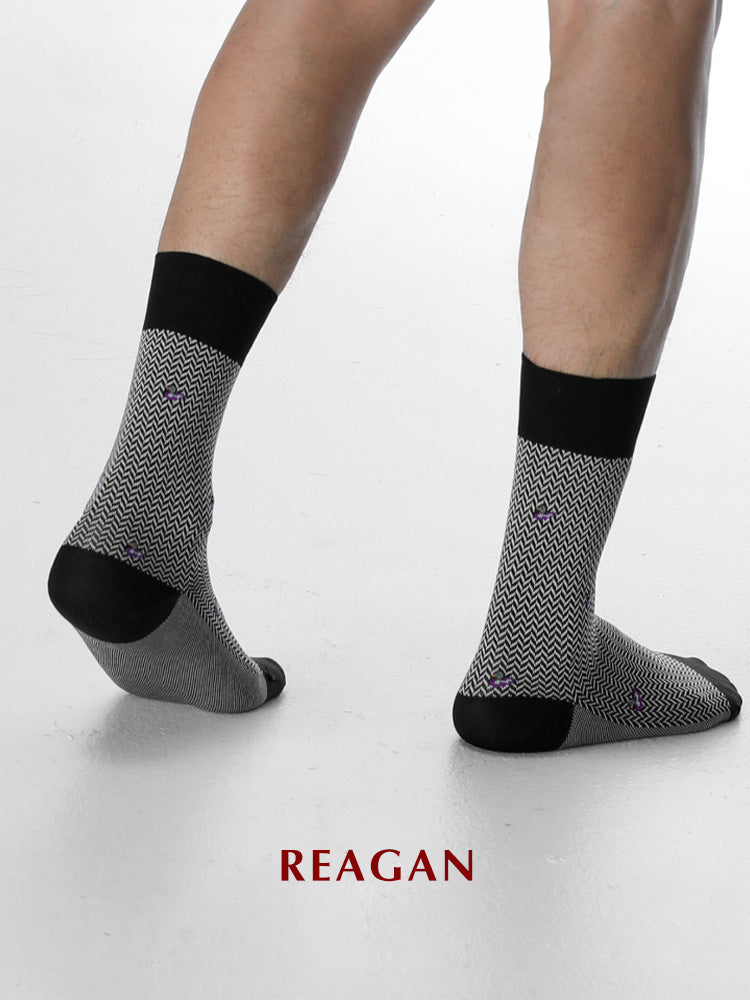 Chaussettes mi-mollet G226 en coton mercerisé brodé, chaussettes habillées pour tenue de gentleman