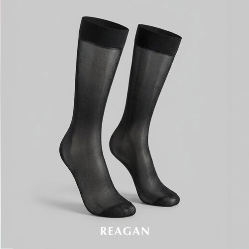 B307 Men's Matte Retro Solid Short Dress Stockings - Mid-Calf Length