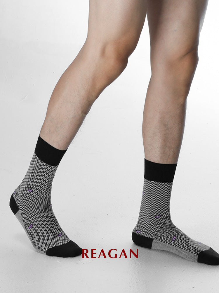 Chaussettes mi-mollet G226 en coton mercerisé brodé, chaussettes habillées pour tenue de gentleman