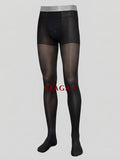 YM713 Men's 10D Sheer Pantyhose Open Fly Formal Base Silky Stockings