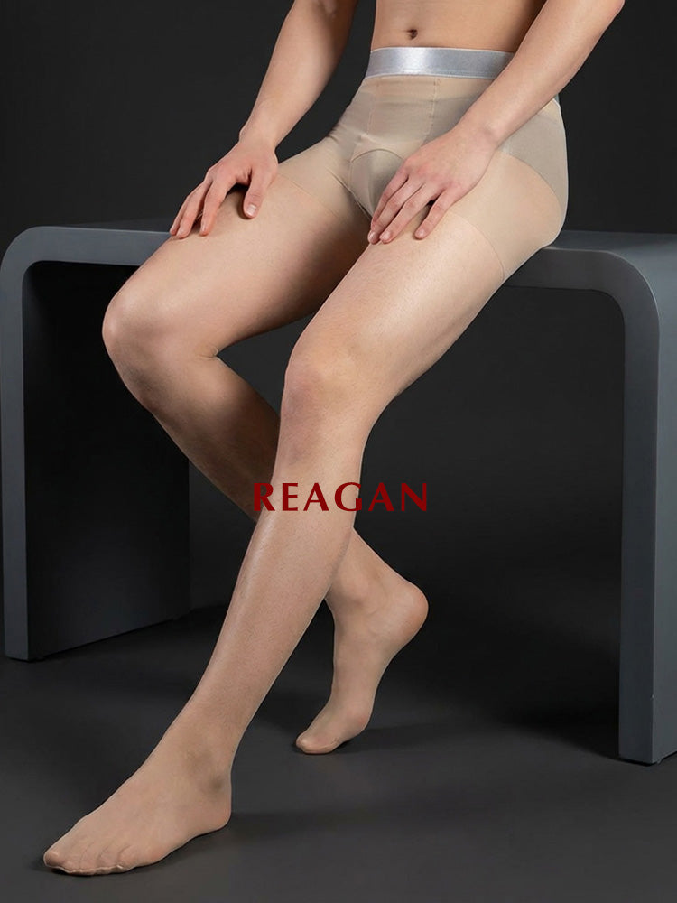 YM713 Men's 10D Sheer Pantyhose Open Fly Formal Base Silky Stockings