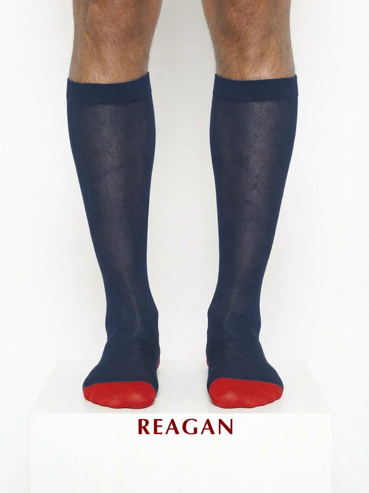 B302 Men's Business Sheer Socks, Groom Wedding Red Toe Dress Socks – REAGAN