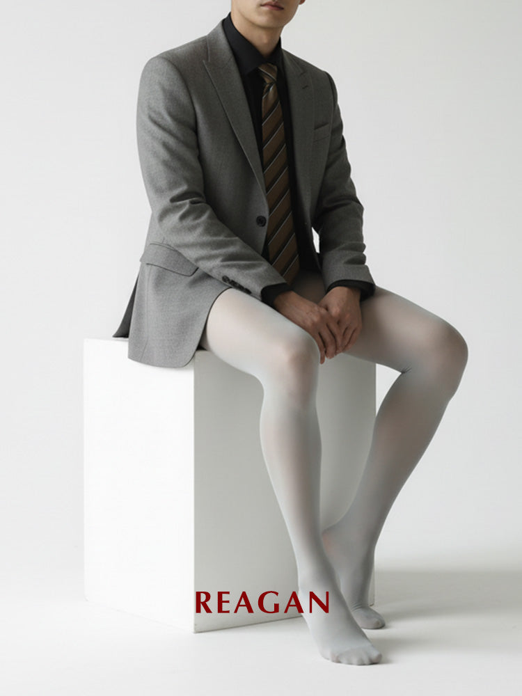 YM701 メンズ 10デニール ブラック 光沢 ソリッドタイツ - ジェントルマンのためのパンティストッキング