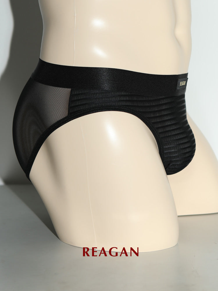 UB911 Men's Classic Briefs, Sexy Deconstructed Patchwork Design, Skin-Friendly Nude Sheer Mesh Underwear (副本)