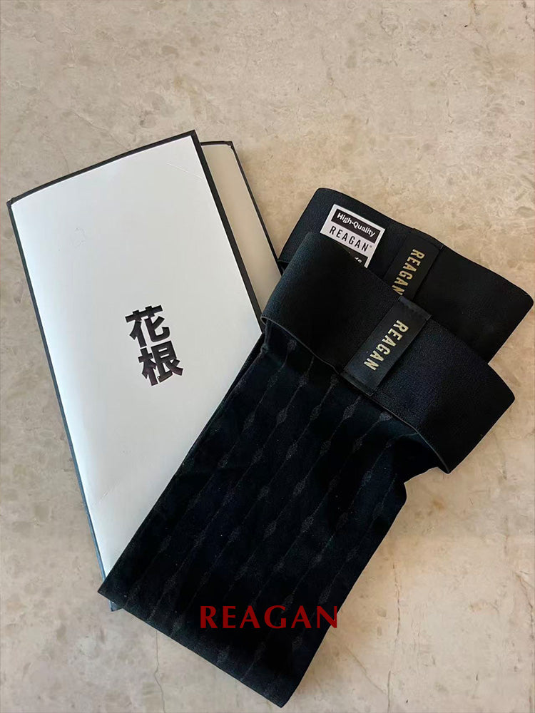 GT322 メンズ トーンストライプ ミッドカーフ丈ドレスソックス | ストレッチカフ付きフォーマルビジネスソックス