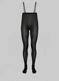 YW0717 Women's High-Waisted Shapewear Pantyhose - Silk Shine Mirror Finish Strapped Tights