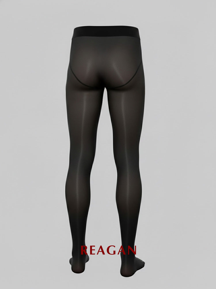 YM701 メンズ 10デニール ブラック 光沢 ソリッドタイツ - ジェントルマンのためのパンティストッキング