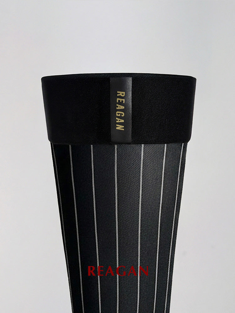 GT321 Chaussettes habillées mi-mollet à rayures simples pour hommes | Chaussettes habillées pour affaires avec revers extensible