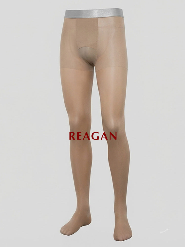 YM713 Men's 10D Sheer Pantyhose Open Fly Formal Base Silky Stockings