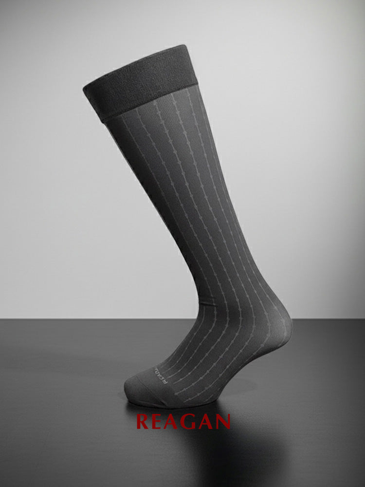 GT323 メンズ トーンストライプ ミッドカーフ ドレスソックス | ストレッチカフ付きフォーマルビジネスソックス