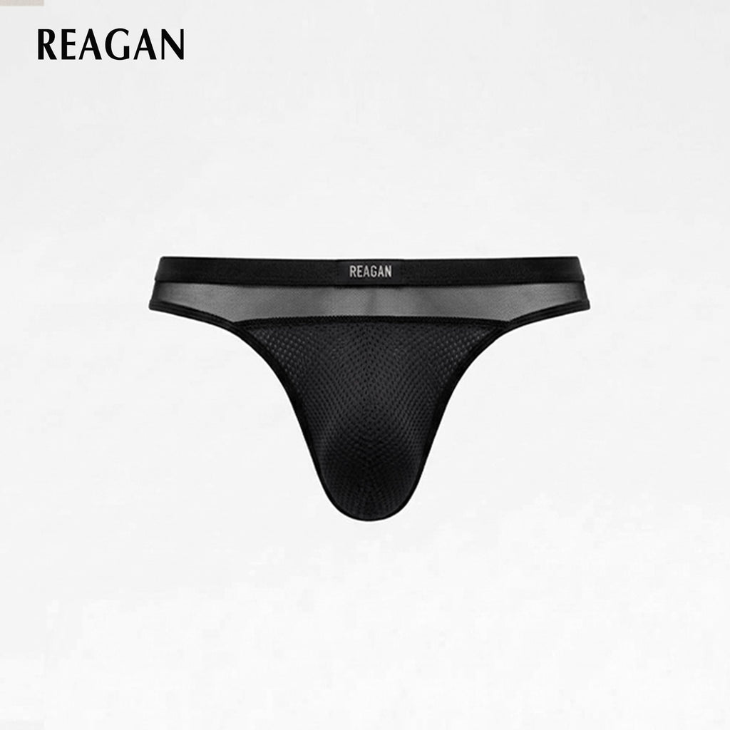 UB912 Men's Classic Briefs, Sexy Deconstructed Patchwork Design, Skin-Friendly Nude Sheer Mesh Underwear