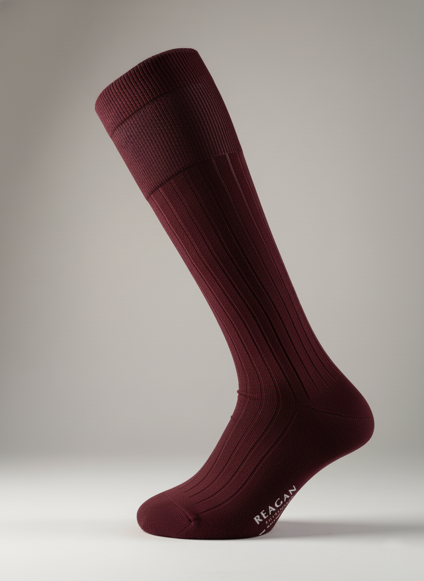 G219 Chaussettes d'affaires mercerisées en coton pour hommes, chaussettes formelles rayées à mi-mollet