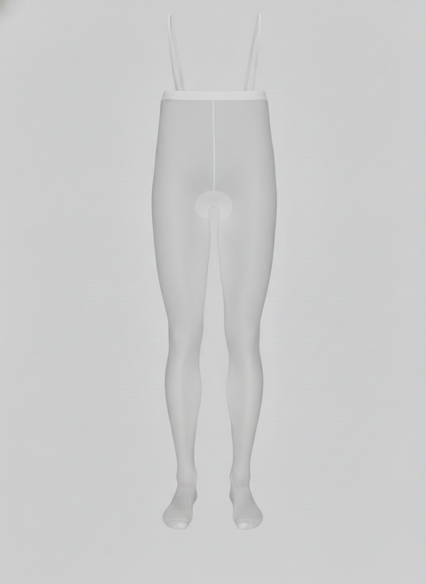 Collants taille haute homme YM717 12 deniers, gaine sculptante à bretelles, leggings effet miroir