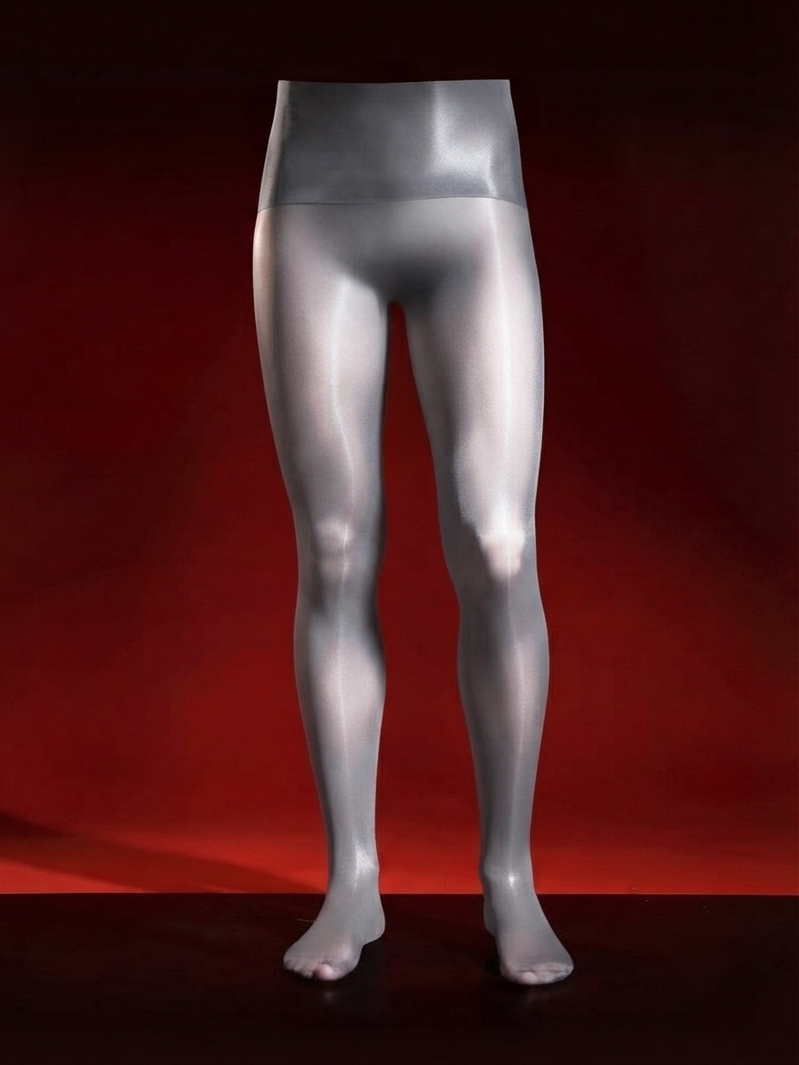 YM716 Men's 5Den Black Glossy Solid Tights - Pantyhose for Gentlemen