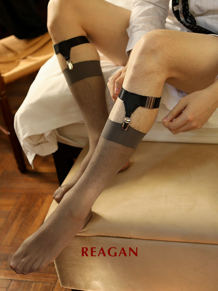 B307 Men's Matte Retro Solid Short Dress Stockings - Mid-Calf Length