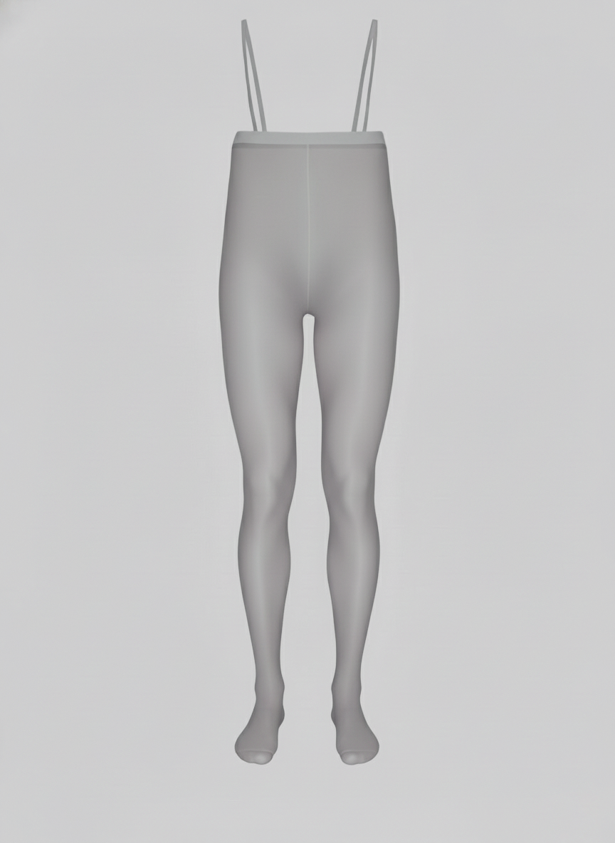 Collants taille haute homme YM717 12 deniers, gaine sculptante à bretelles, leggings effet miroir