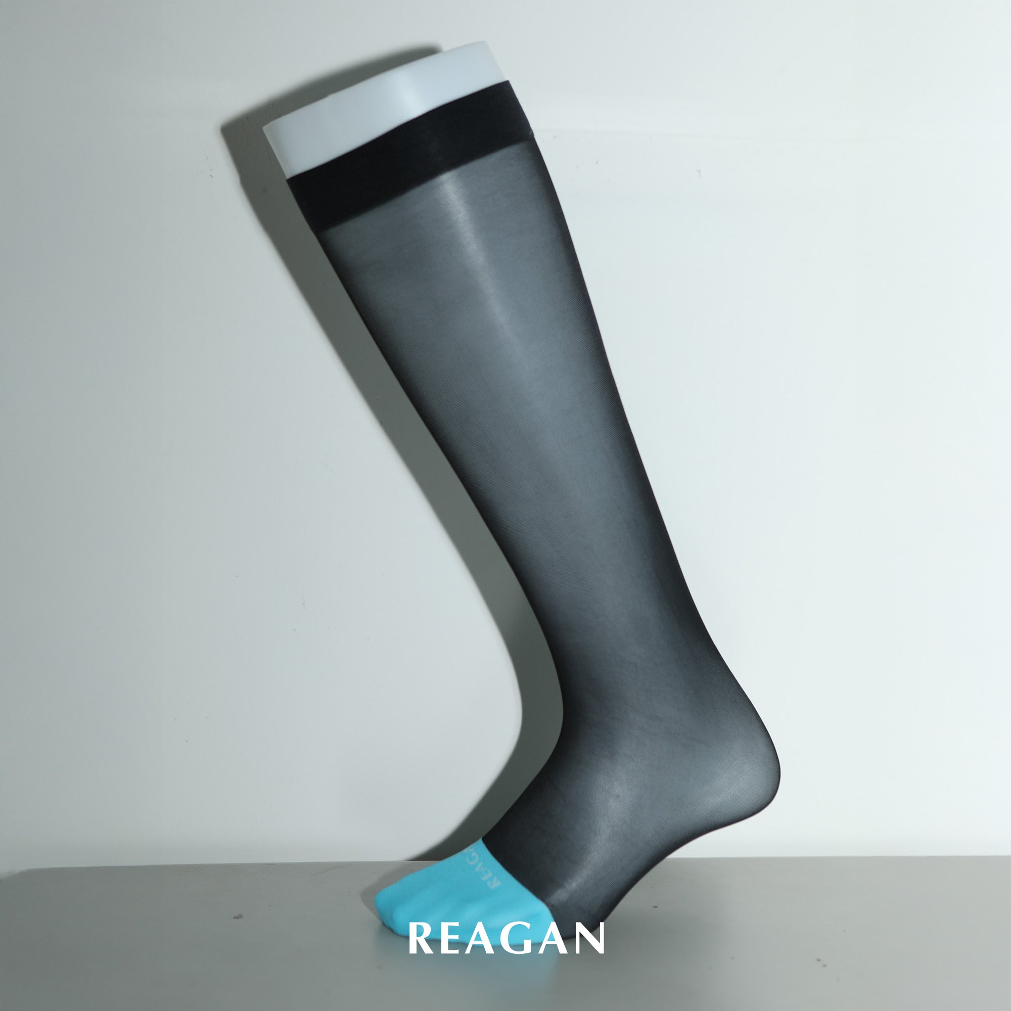 B303 Men's Formal Dress Socks - Business Solid Mid-Calf Socks with Blue Toe