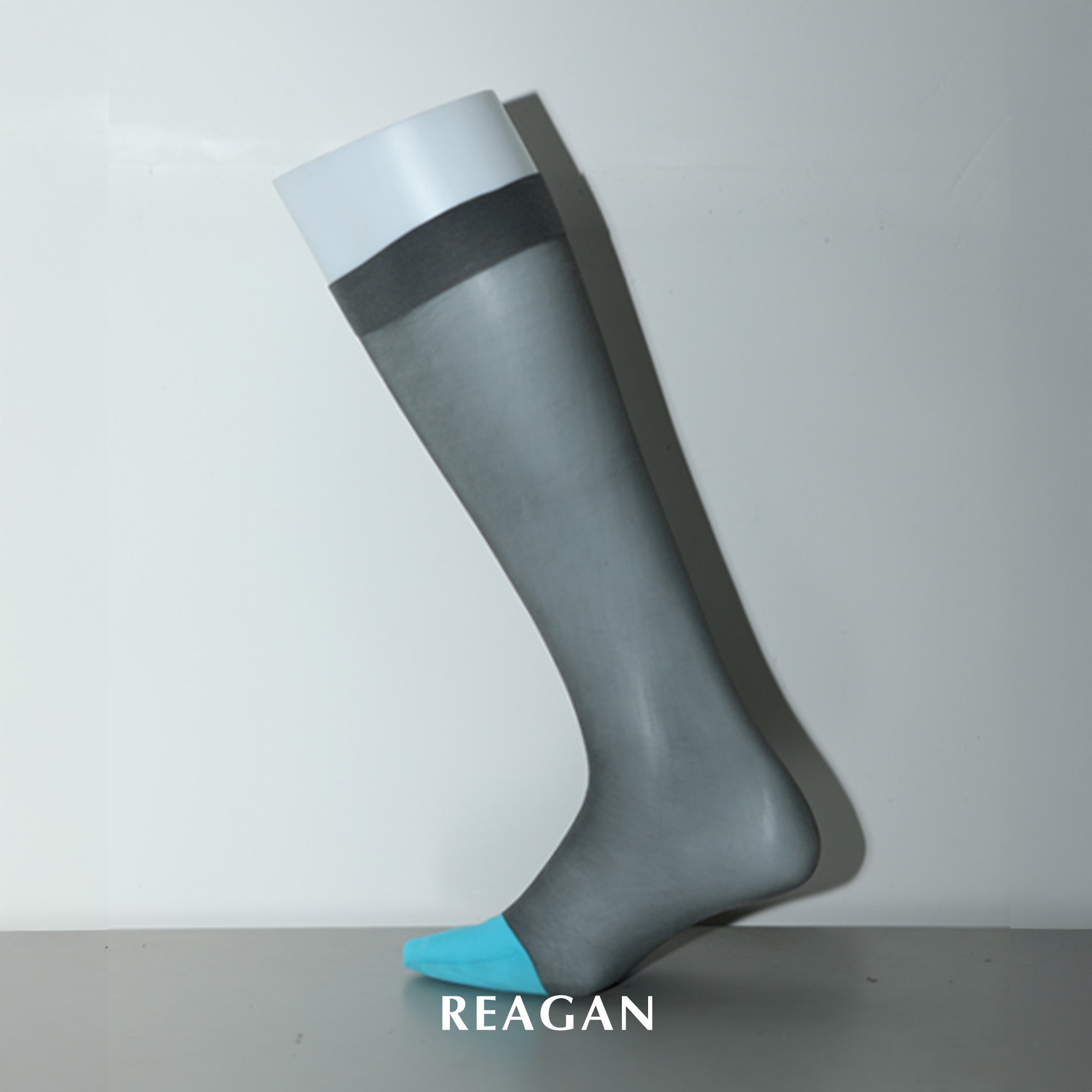 B303 Men's Formal Dress Socks - Business Solid Mid-Calf Socks with Blue Toe