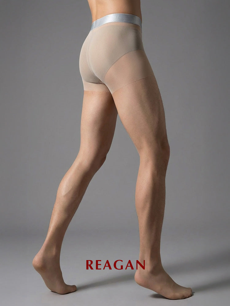 YM723 Men's 10D Sheer Pantyhose 3D Pouch Formal Base Silky Stockings