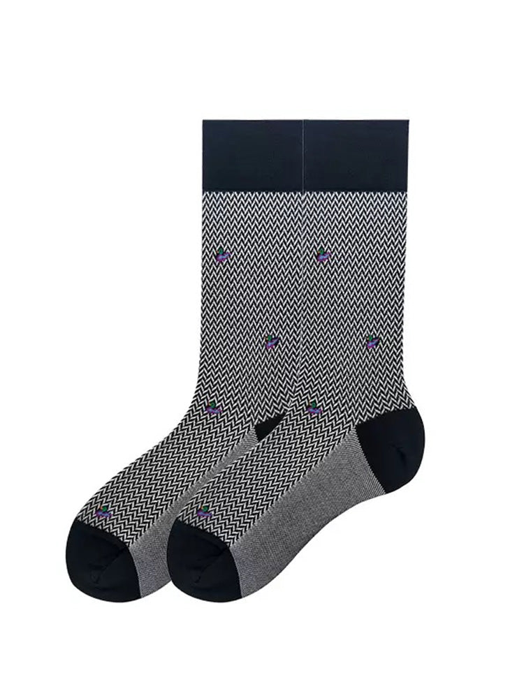 Chaussettes mi-mollet G226 en coton mercerisé brodé, chaussettes habillées pour tenue de gentleman