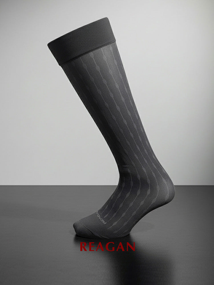GT322 Chaussettes habillées mi-mollet à rayures en épi pour homme | Chaussettes de ville formelles avec bord-côte extensible