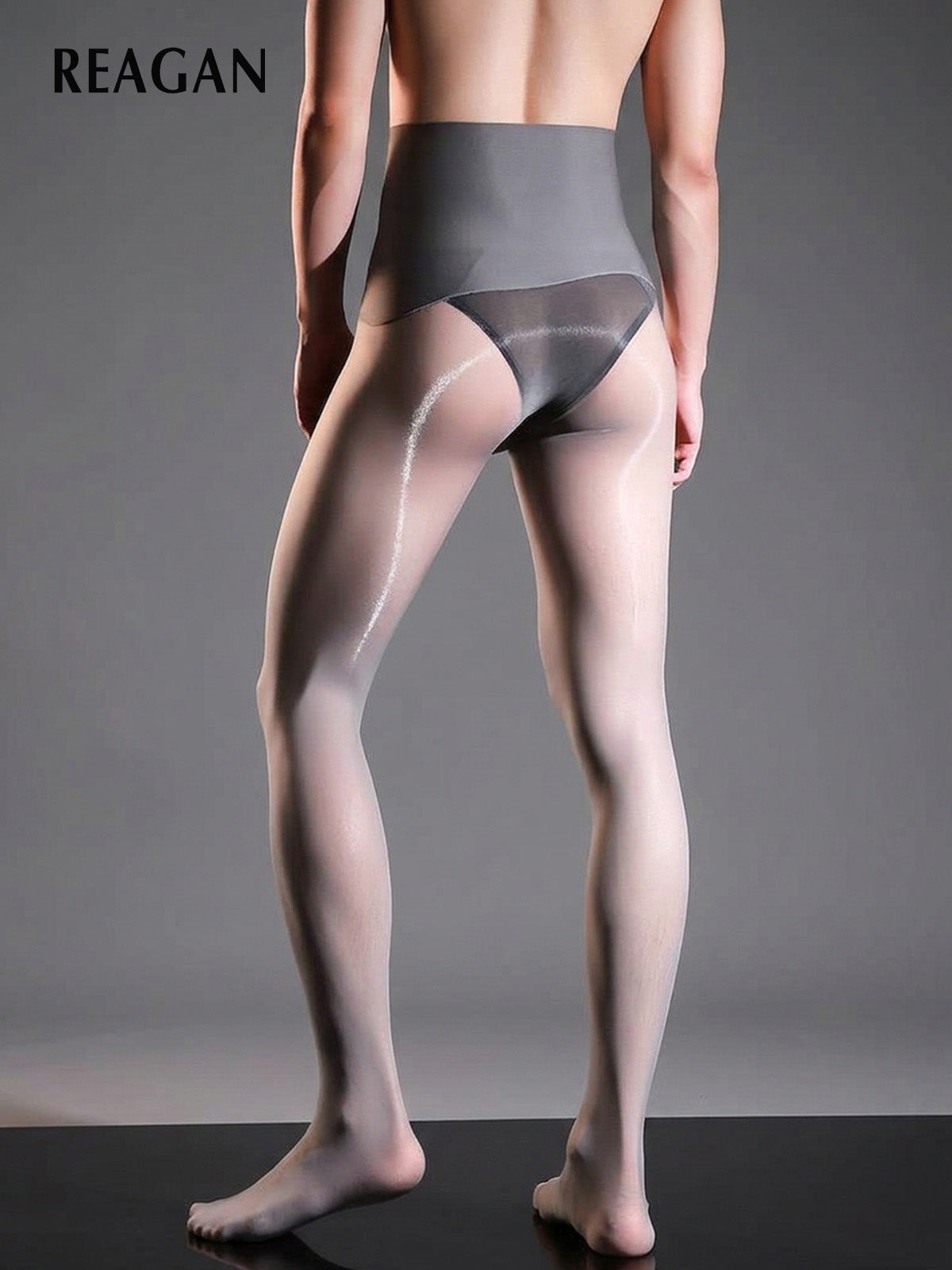 YM716 Men's 5Den Black Glossy Solid Tights - Pantyhose for Gentlemen