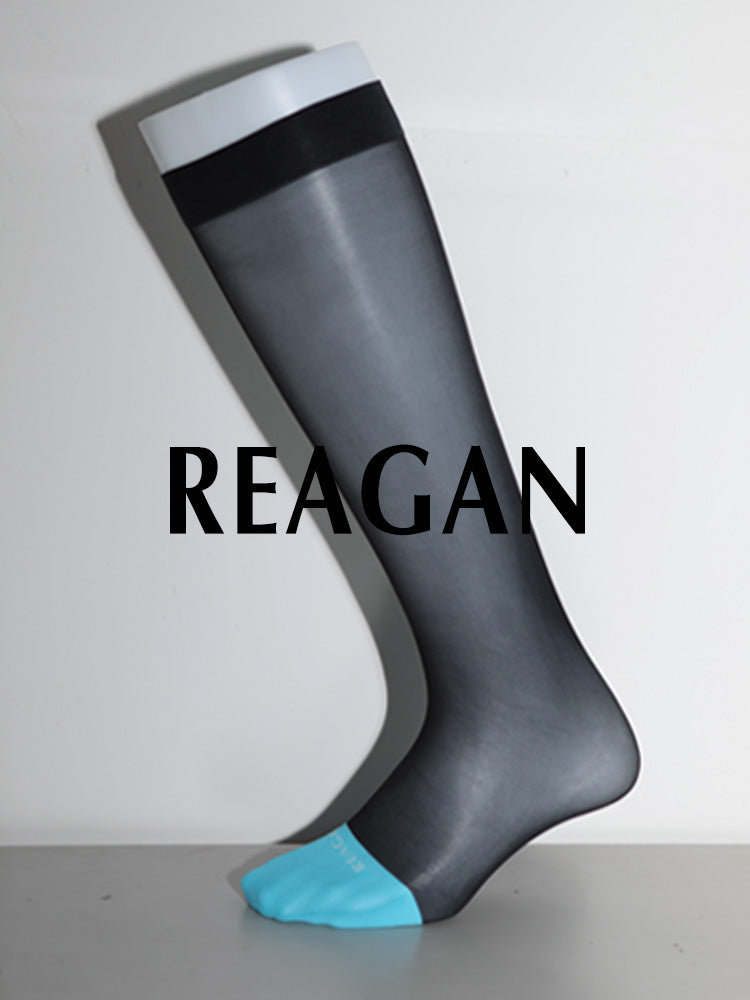B303 Men's Formal Dress Socks - Business Solid Mid-Calf Socks with Blue Toe