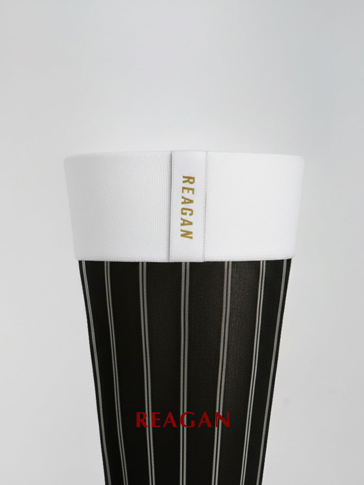 GT341 Chaussettes habillées pour homme mi-mollet à double rayure avec revers extensible