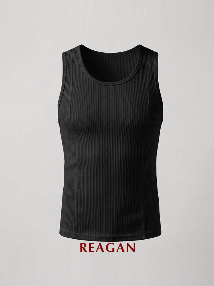 RTW102 Men's 310g Heavyweight Bamboo Fiber Sleeveless Tank Top, Fitness & Casual Layering Undershirt
