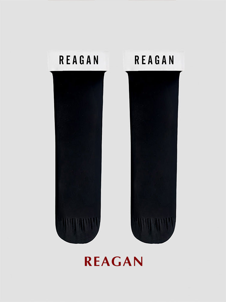MT301BW Chaussettes habillées mi-mollet pour hommes | Finition miroir avec revers extensible et logo en silicone