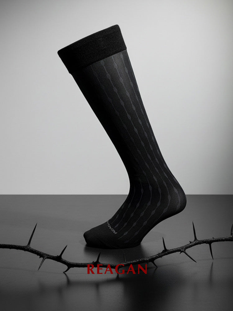 GT322 Chaussettes habillées mi-mollet à rayures en épi pour homme | Chaussettes de ville formelles avec bord-côte extensible