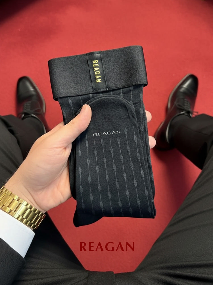 GT322 メンズ トーンストライプ ミッドカーフ丈ドレスソックス | ストレッチカフ付きフォーマルビジネスソックス