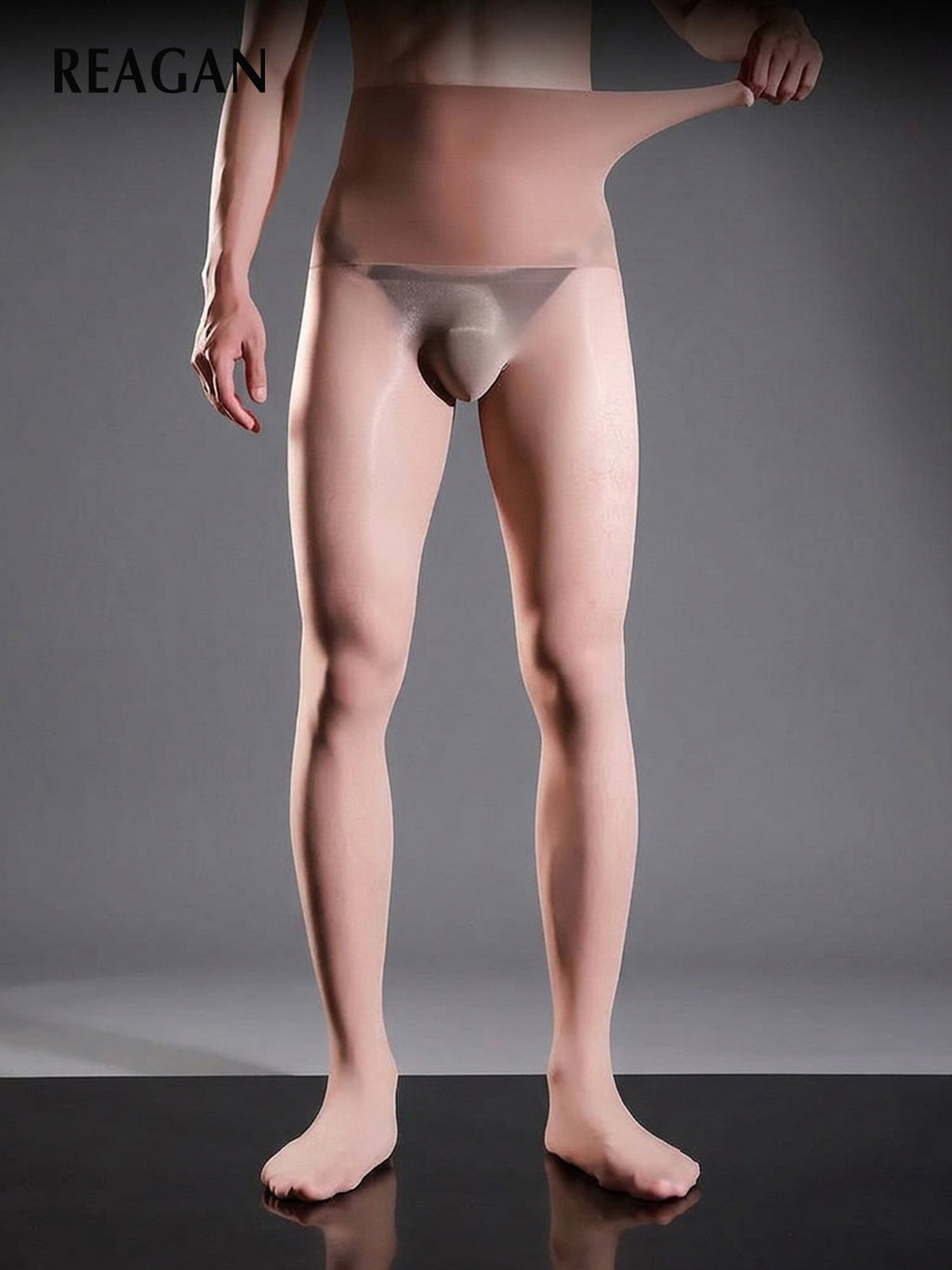 YM716 Men's 5Den Black Glossy Solid Tights - Pantyhose for Gentlemen