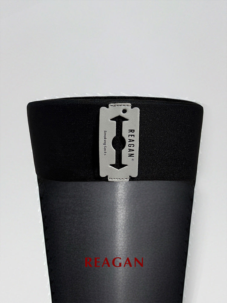 MT301DP Chaussettes mi-mollet homme 10 deniers fines série Blade | Finition miroir avec revers extensible