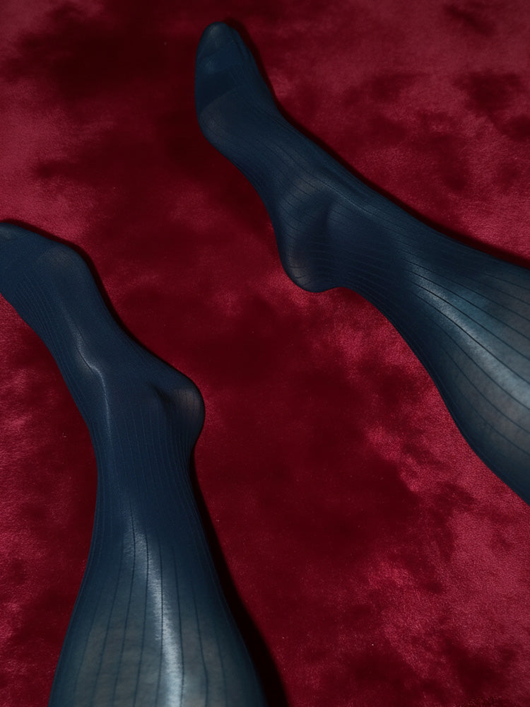 M316 Chaussettes rayées ultra-fines 10 deniers pour homme, finition miroir (matière très élastique, sans logo)