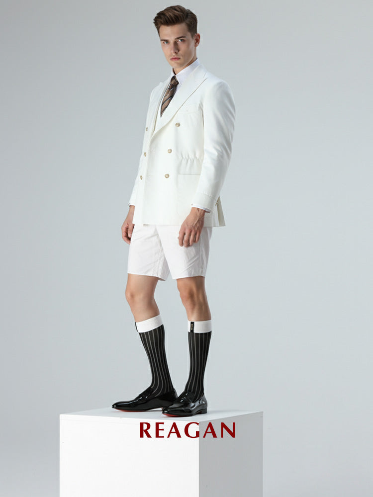 GT341 Chaussettes habillées pour homme mi-mollet à double rayure avec revers extensible