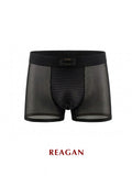 UB921 Men's Classic Boxer Briefs, Sexy Deconstructed Patchwork Design, Skin-Friendly Nude Sheer Mesh Underwear