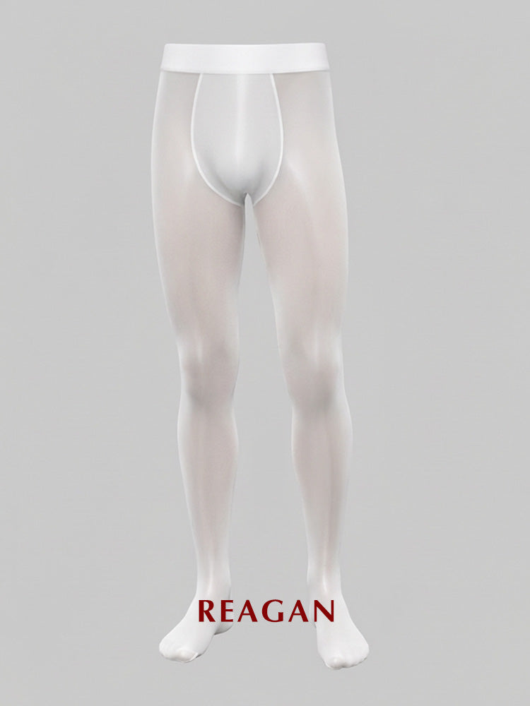 Collant homme YM707 8 deniers noir brillant uni - Entrejambe en 3D