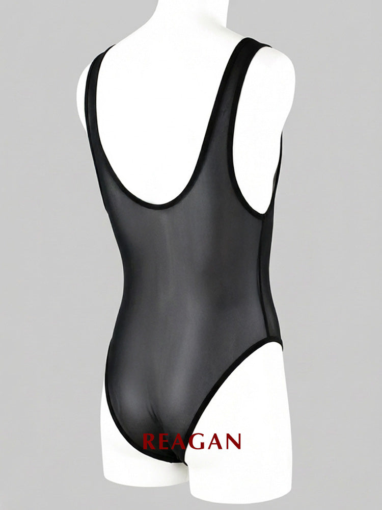UB919 Body en Soie Glacée Transparente pour Homme - Débardeur Transparent Sexy à Texture Classique