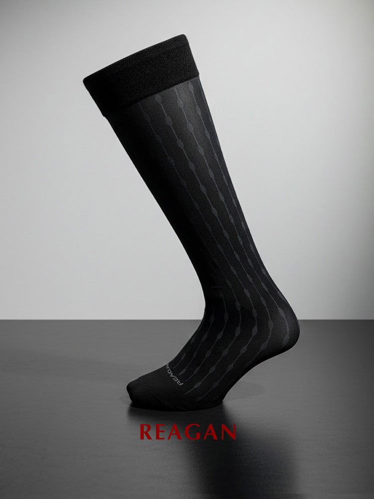 GT322 Chaussettes habillées mi-mollet à rayures en épi pour homme | Chaussettes de ville formelles avec bord-côte extensible